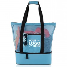 Mesh Beach Bag Tote with Insulated Cooler Bottom